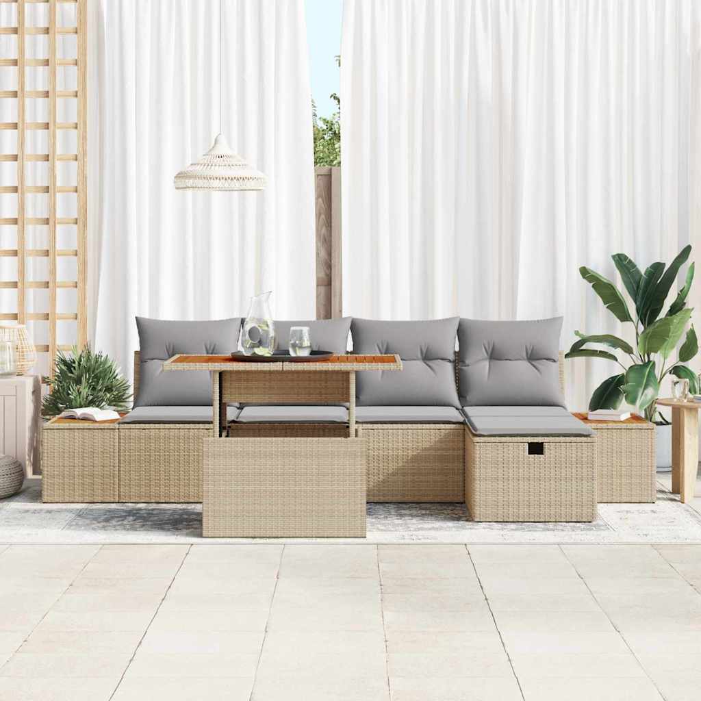 Set Divano da Giardino 6 pcs Beige polyrattan - immagine 3
