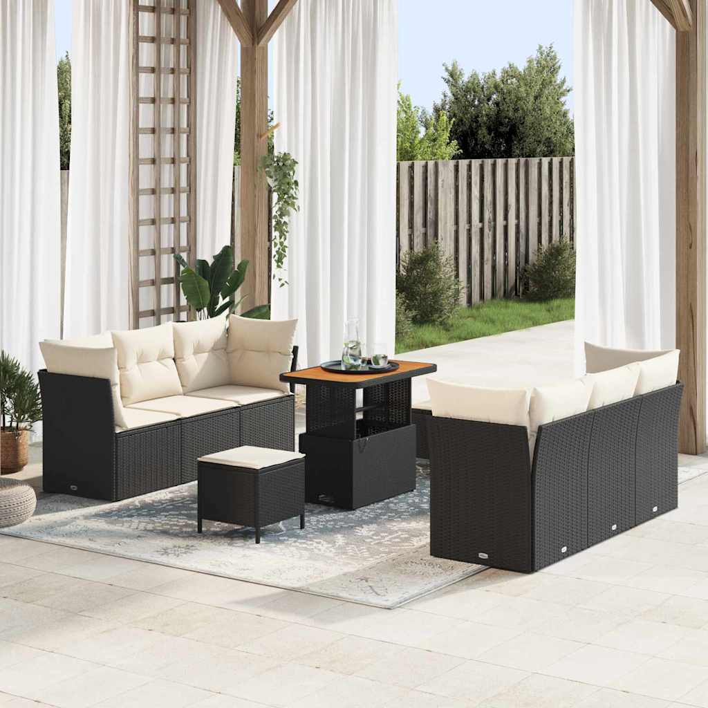 Set Divano da Giardino 9 pcs Grigio polyrattan