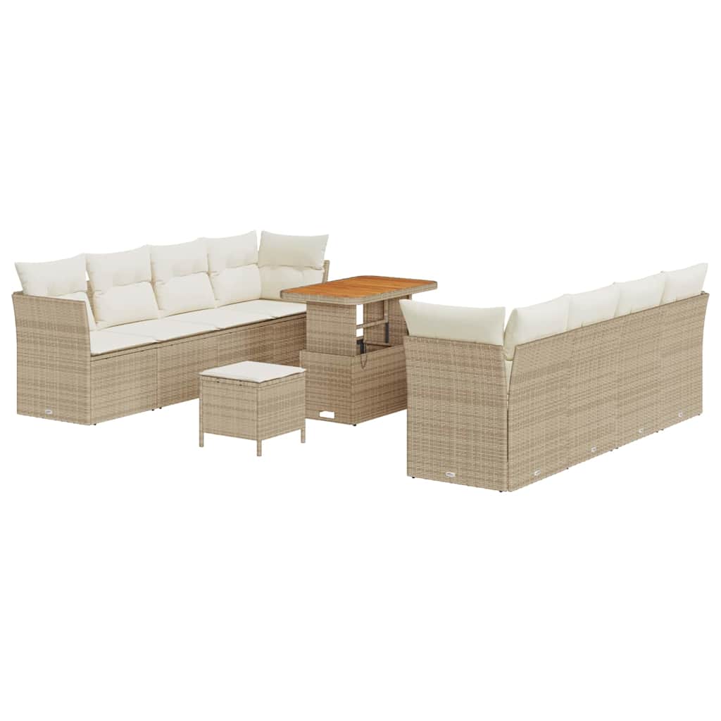Set Divano da Giardino 11 pcs Beige polyrattan - immagine 2
