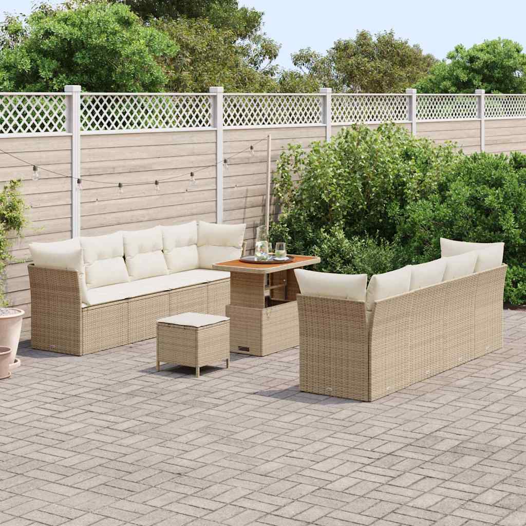 Set Divano da Giardino 11 pcs Beige polyrattan - immagine 3