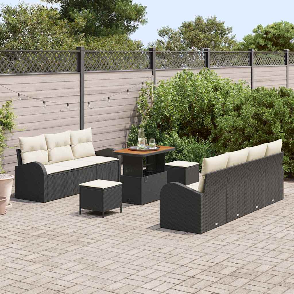 Set Divano da Giardino con cuscino 10 pcs Grigio Poly Rattan - immagine 3