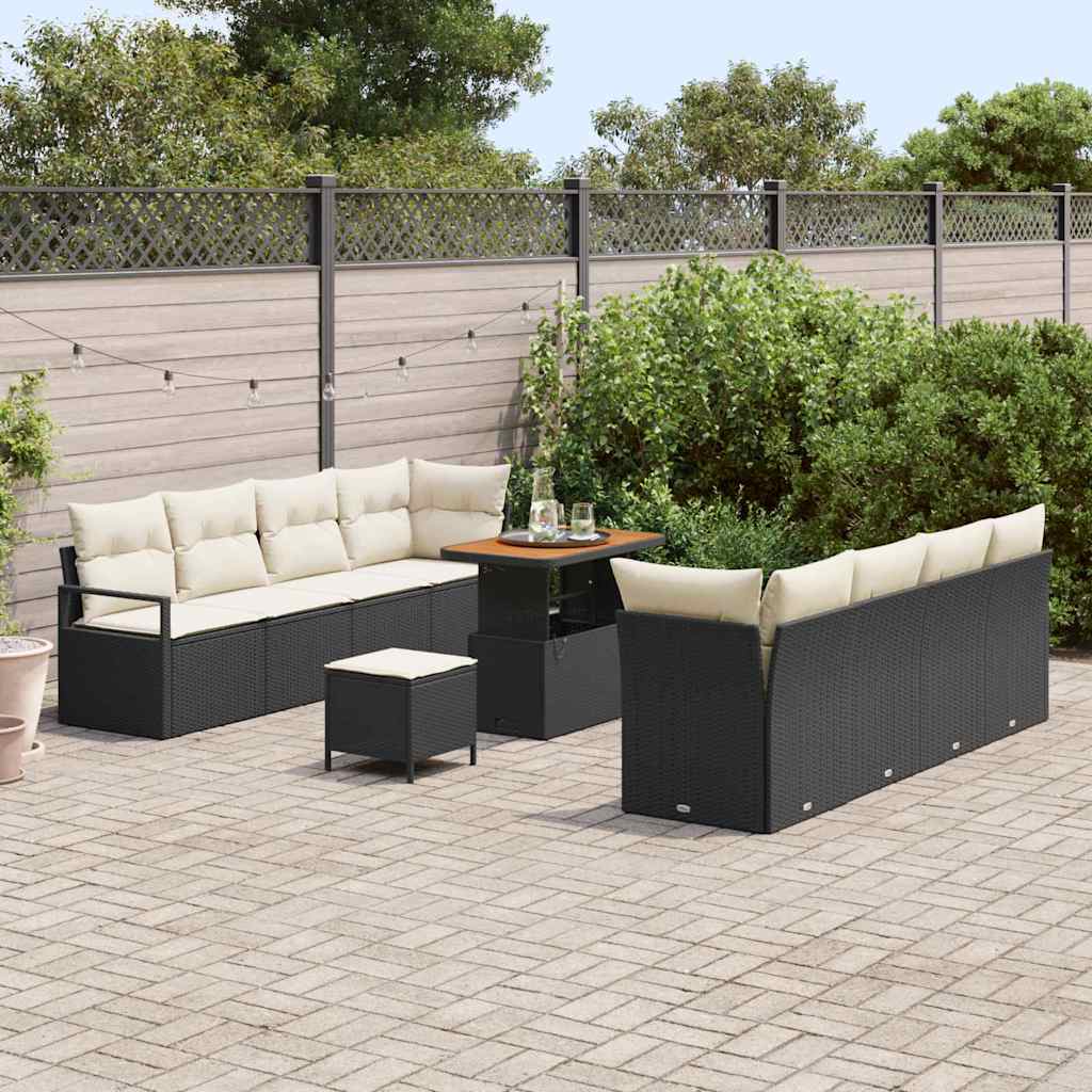 Set Divano da Giardino con cuscino 11 pcs Grigio Poly Rattan - immagine 3