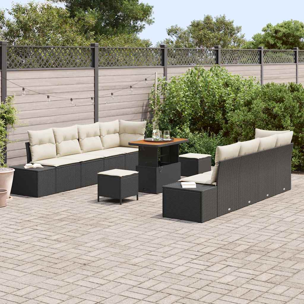 Set Divano da Giardino con cuscino 11 pcs Grigio Poly Rattan - immagine 3