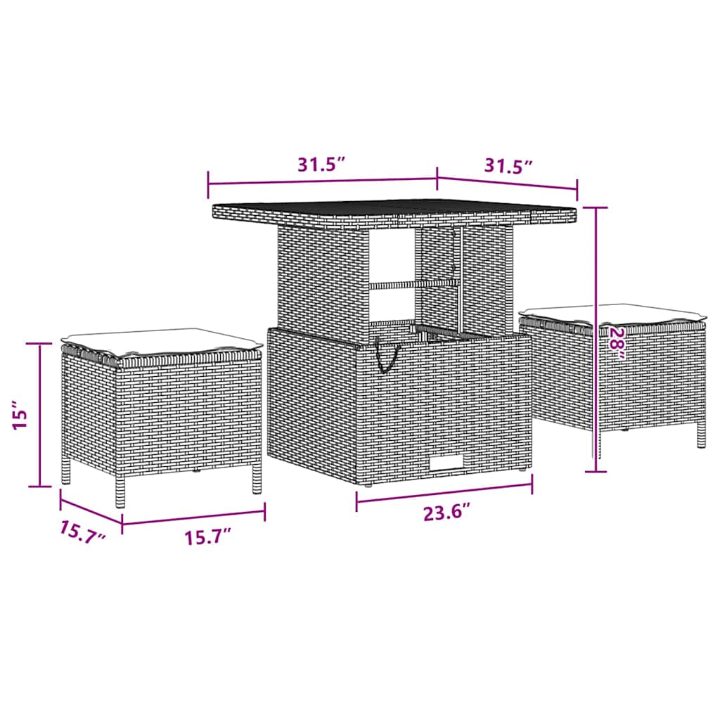 Set Divano da Giardino con cuscino 8 pcs Nero Poly Rattan - immagine 9