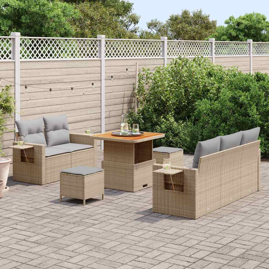 Set Divano da Giardino con cuscino 8 pcs beige e grigio chiaro - immagine 3