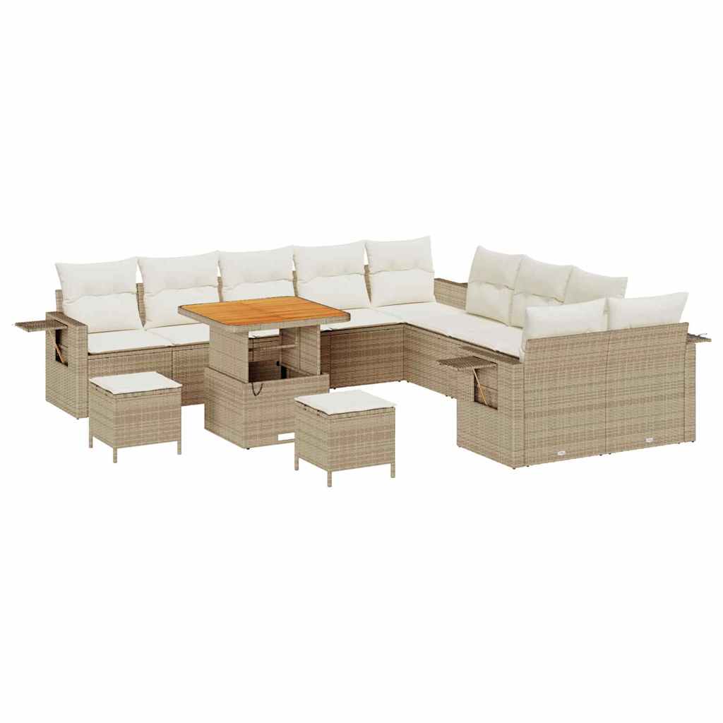 Set Divano da Giardino 13 pcs Beige Poly Rattan - immagine 2