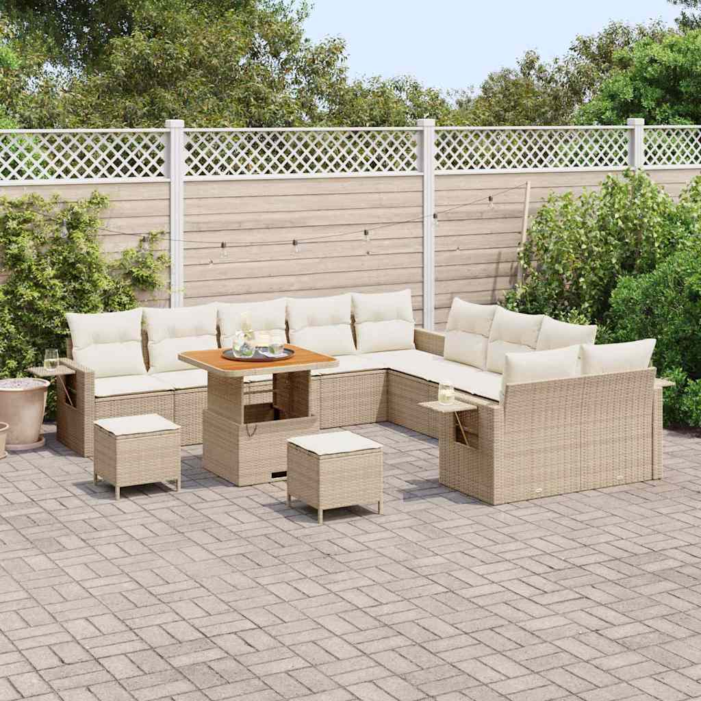 Set Divano da Giardino 13 pcs Beige Poly Rattan - immagine 3