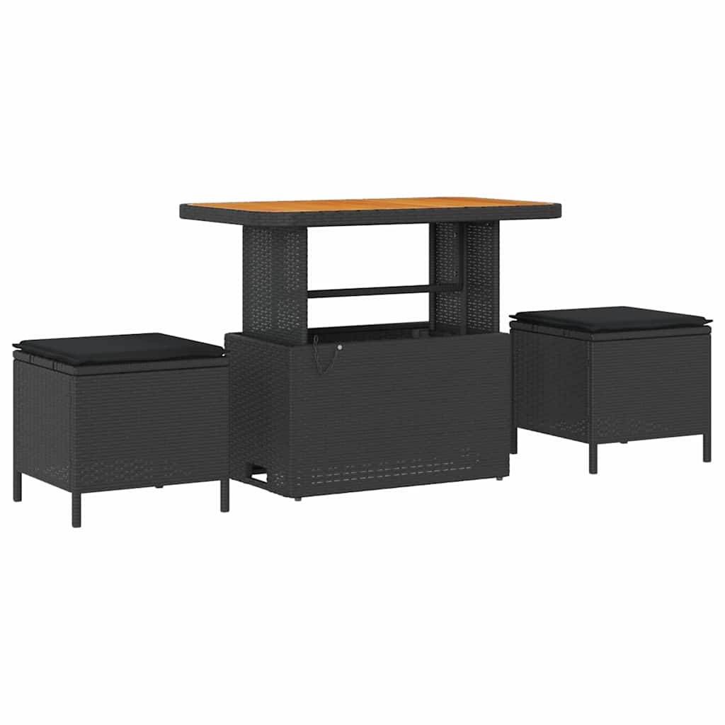 Set Divano da Giardino con cuscino 9 pcs Nero 90 x 55 x 71 cm - immagine 4