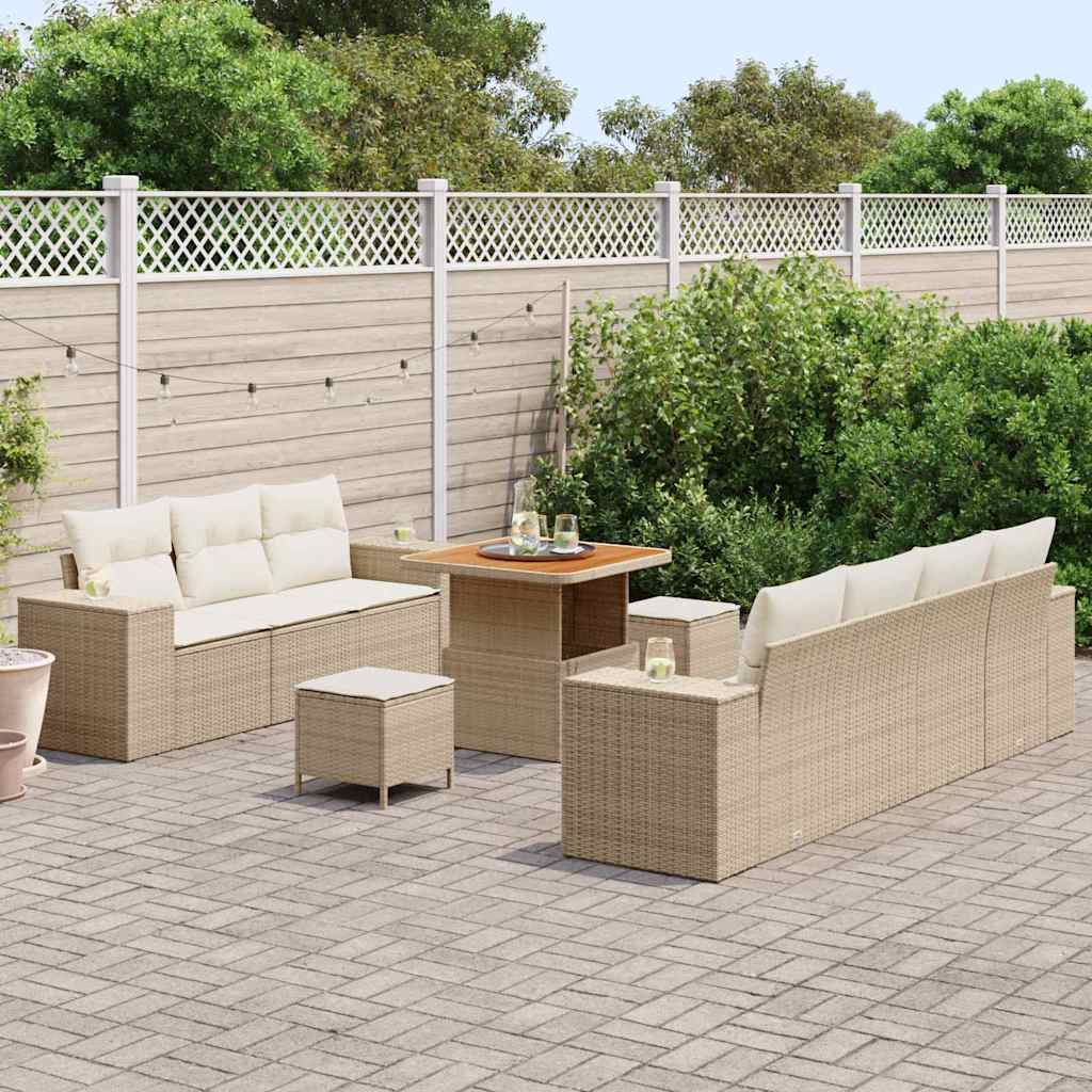 Set Divano da Giardino con cuscino 10 pcs Beige e Crema - immagine 3