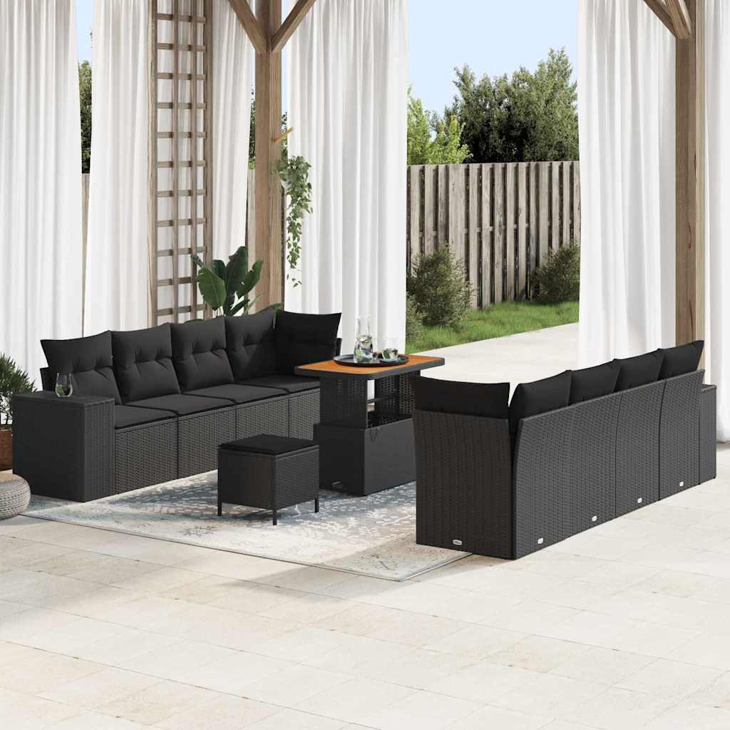 Set Divano da Giardino con cuscino 11 pcs Grigio polyrattan