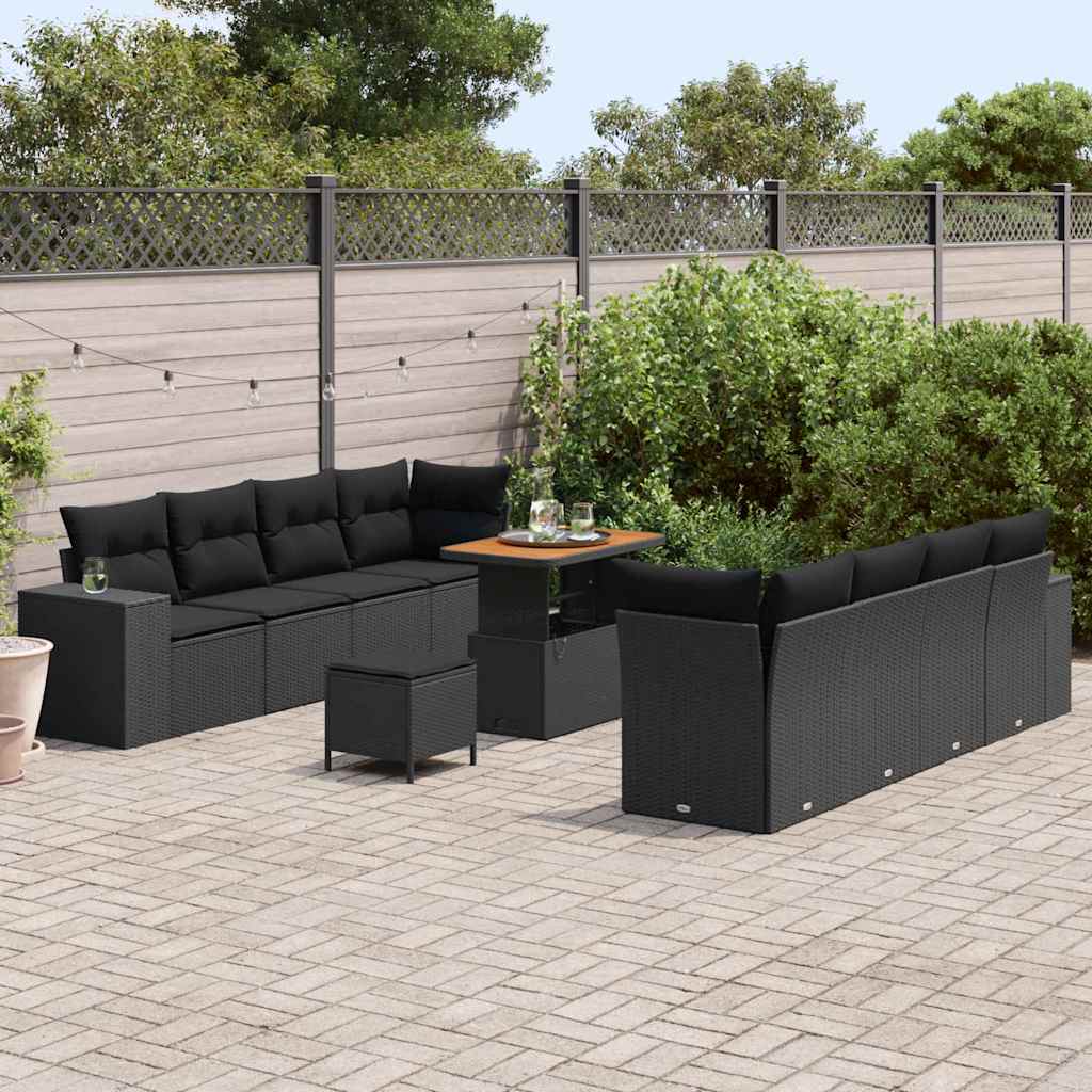 Set Divano da Giardino con cuscino 11 pcs Grigio polyrattan - immagine 3
