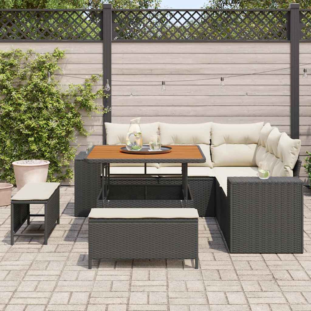 Set Divano da Giardino 8 pcs Nero e Crema 100 x 100 x 71 cm - immagine 3