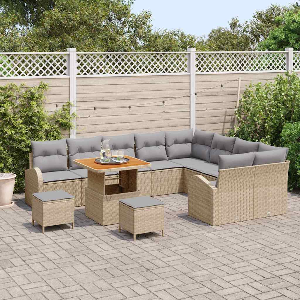 Set Divano da Giardino con cuscino 12 pcs Beige e Grigio Chiaro - immagine 3