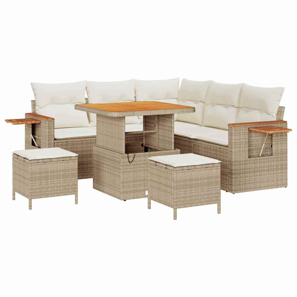 Set Divano da Giardino con cuscino Beige Poly Rattan - immagine 2