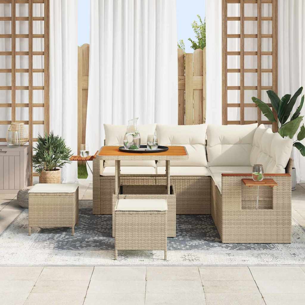 Set Divano da Giardino con cuscino Beige Poly Rattan - immagine 3