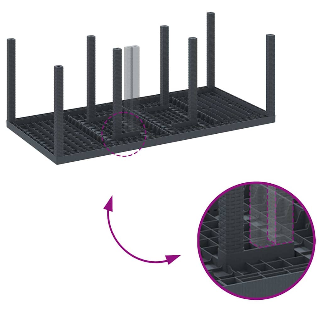 Set da Pranzo per Giardino 9 pcs Antracite Rattan Polt - immagine 9
