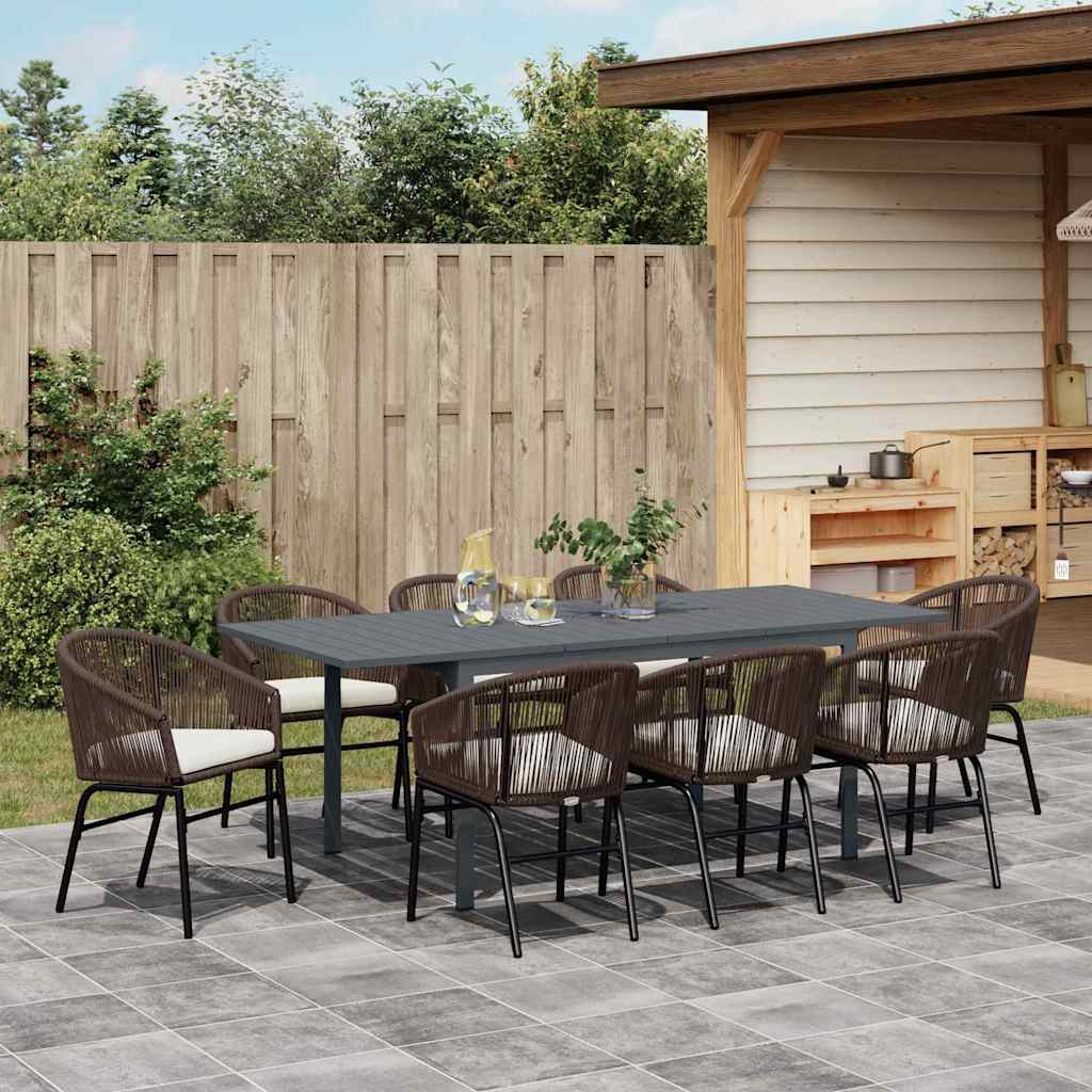 Set da Pranzo per Giardino 9 pcs Marrone Poly Rattan - immagine 4