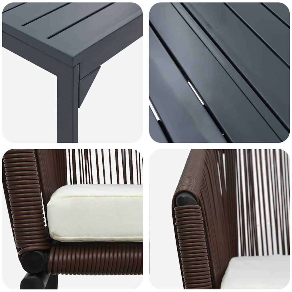 Set da Pranzo per Giardino 9 pcs Marrone Poly Rattan - immagine 9