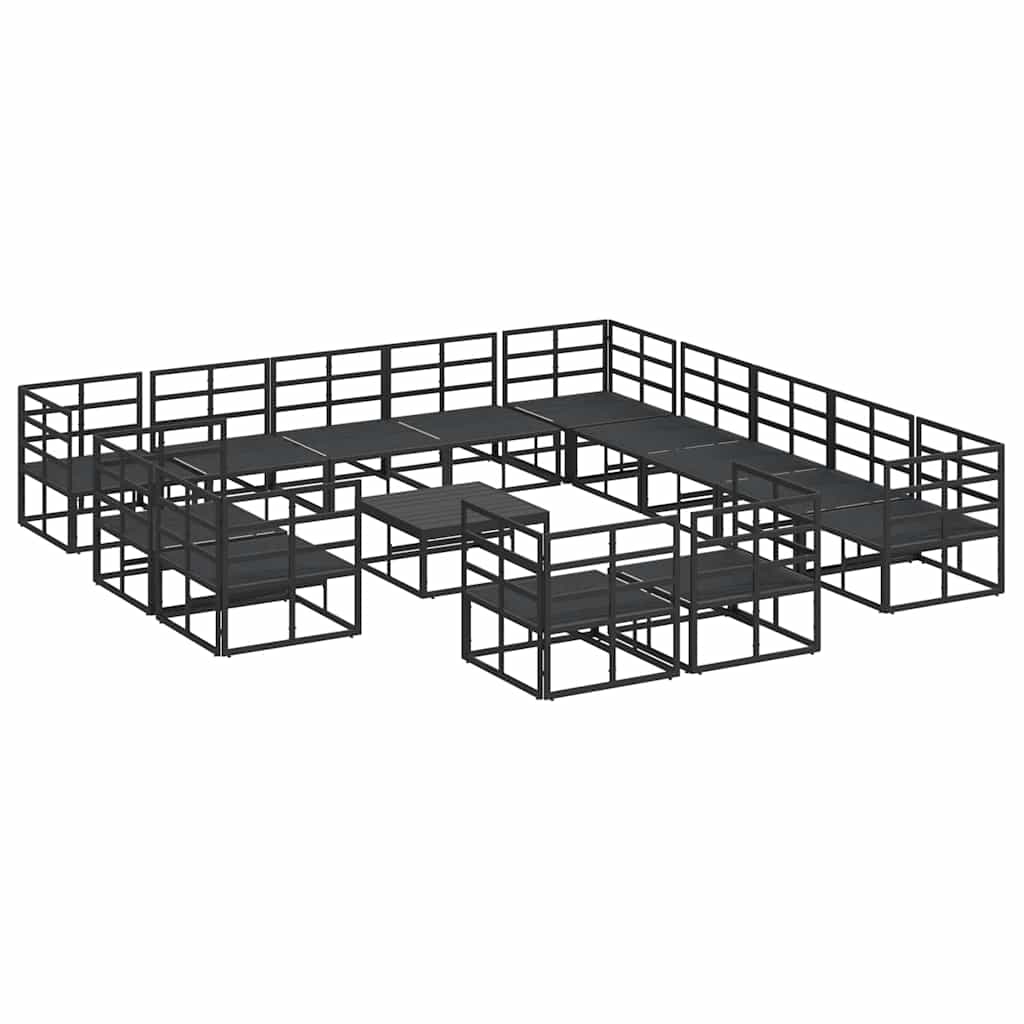 Set Divano da Giardino con cuscino 13 pcs Nero Alluminio - immagine 6