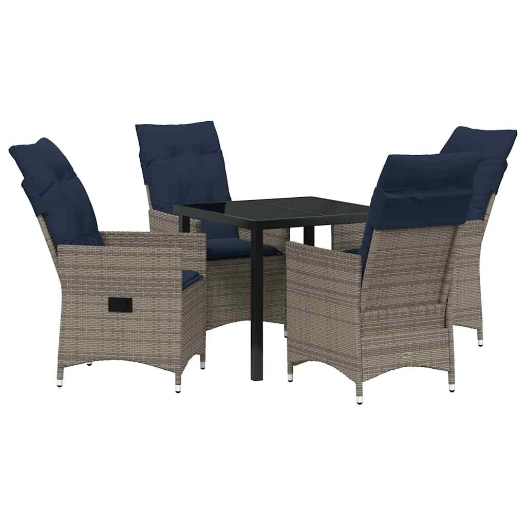 Set da Pranzo per Giardino 7 pcs Grigio polyrattan - immagine 2