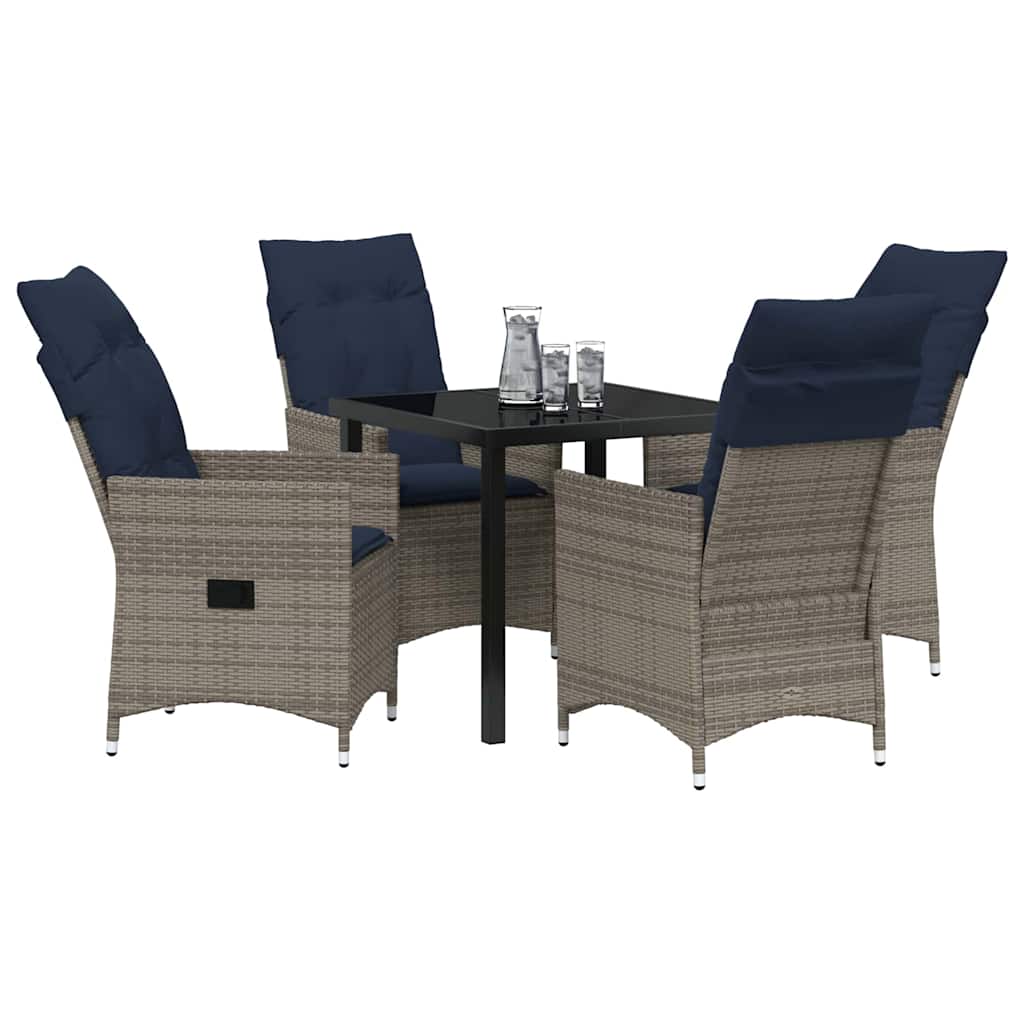 Set da Pranzo per Giardino 7 pcs Grigio polyrattan - immagine 3