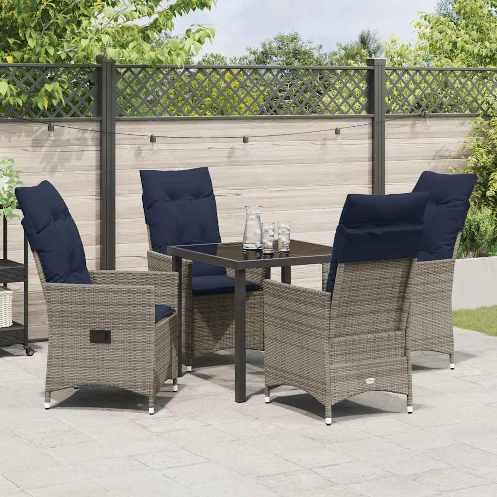 Set da Pranzo per Giardino 7 pcs Grigio polyrattan - immagine 4