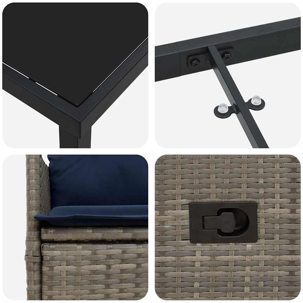 Set da Pranzo per Giardino 7 pcs Grigio polyrattan - immagine 9