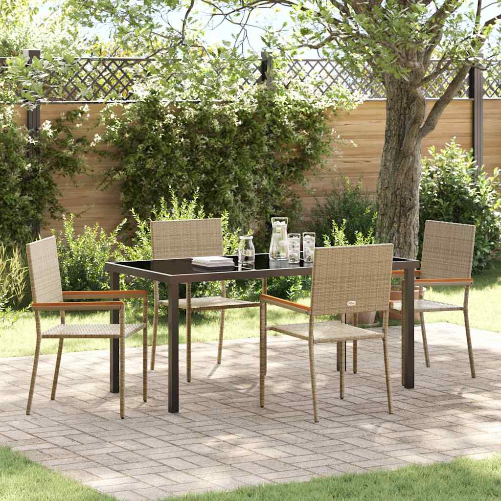 Set da Pranzo per Giardino 5 pcs Beige Poly Rattan