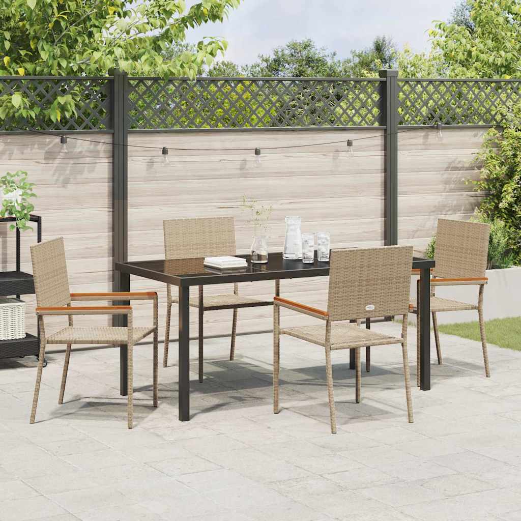 Set da Pranzo per Giardino 5 pcs Beige Poly Rattan - immagine 4
