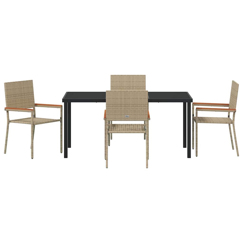 Set da Pranzo per Giardino 5 pcs Beige Poly Rattan - immagine 7