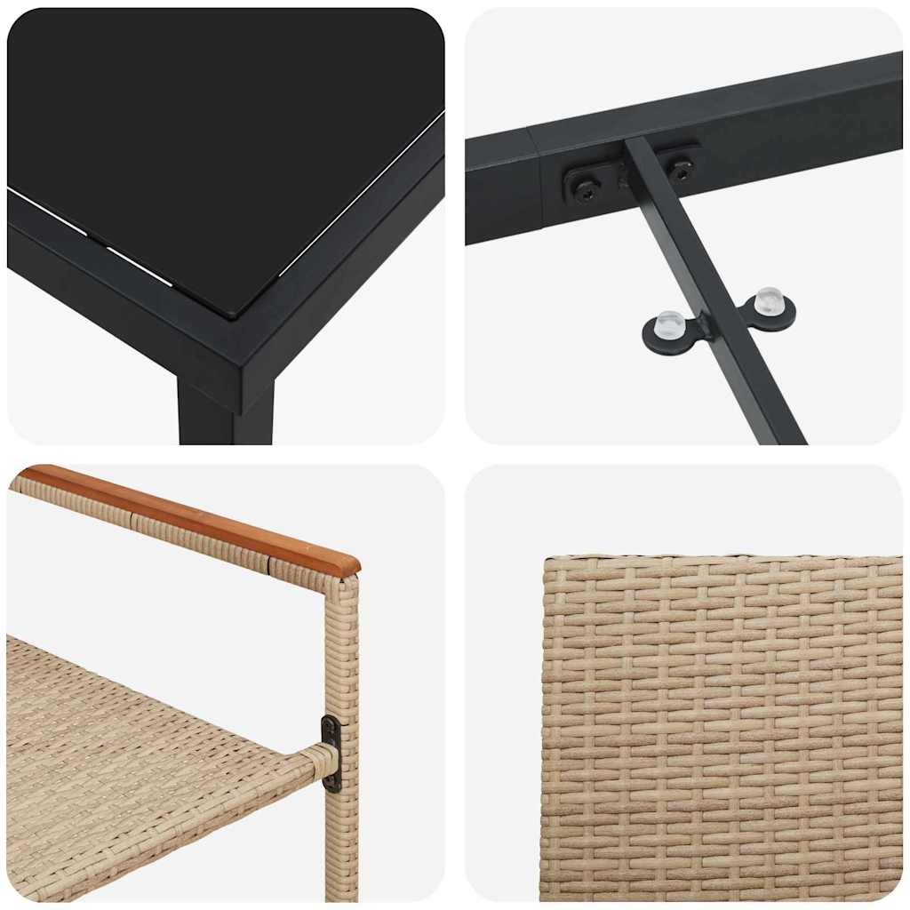 Set da Pranzo per Giardino 5 pcs Beige Poly Rattan - immagine 9