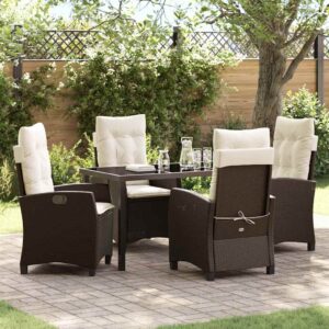 Set da Pranzo per Giardino 3 pcs Nero polyrattan