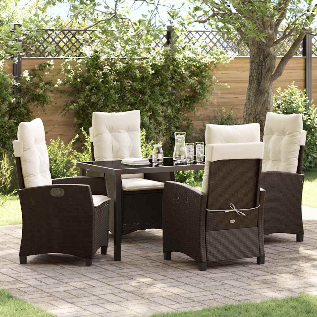 Set da Pranzo per Giardino 3 pcs Nero polyrattan