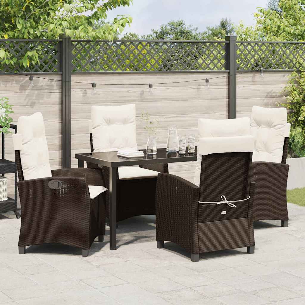 Set da Pranzo per Giardino 3 pcs Nero polyrattan - immagine 4