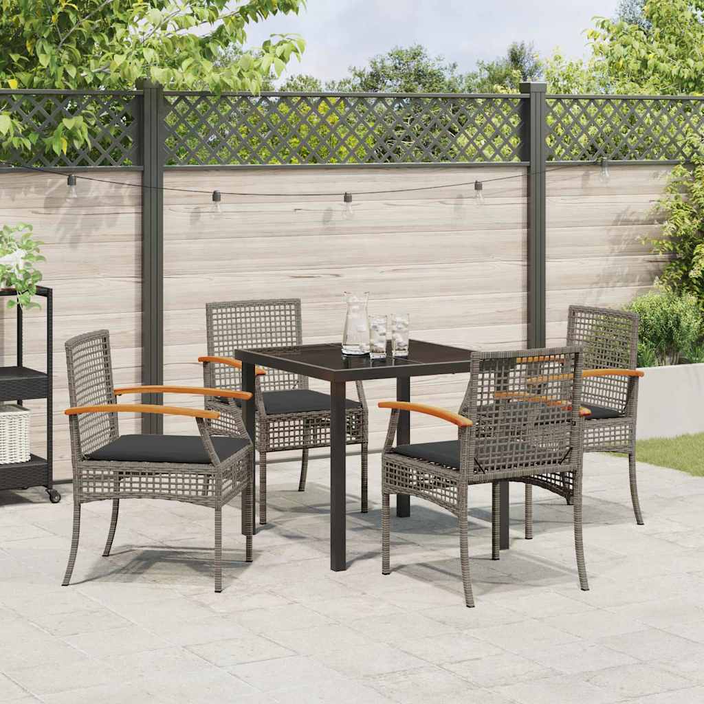 Set da Pranzo per Giardino 5 pcs Nero polyrattan - immagine 4