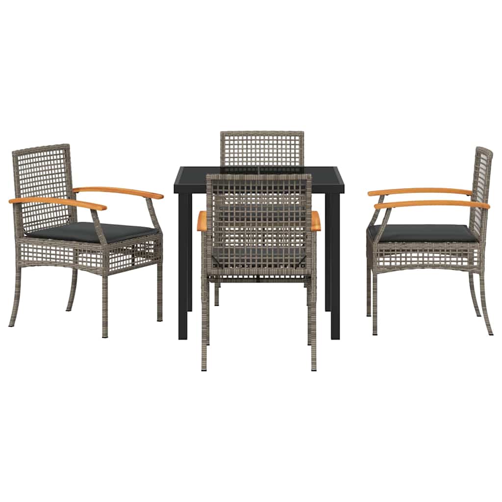 Set da Pranzo per Giardino 5 pcs Nero polyrattan - immagine 6