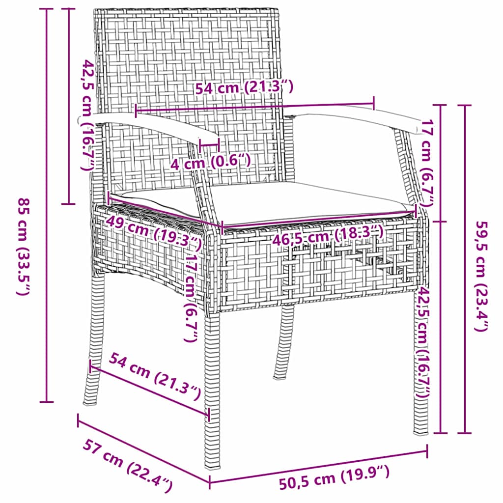 Set da Pranzo per Giardino 5 pcs Nero polyrattan - immagine 9