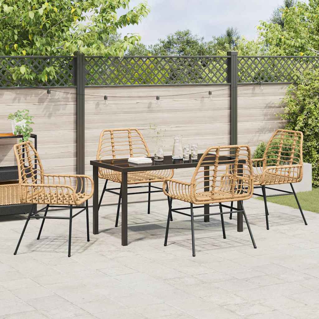 Set da Pranzo per Giardino 5 pcs Nero polyrattan - immagine 4