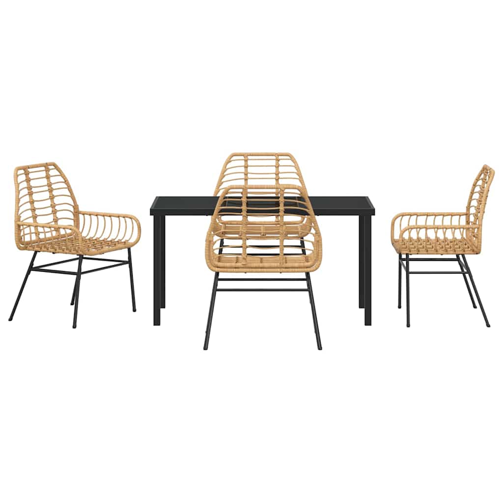 Set da Pranzo per Giardino 5 pcs Nero polyrattan - immagine 7