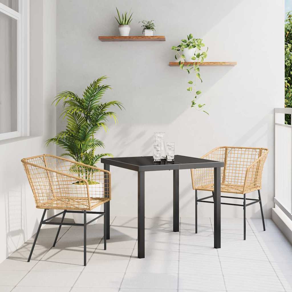 Set da Pranzo per Giardino 3 pcs Marrone polyrattan