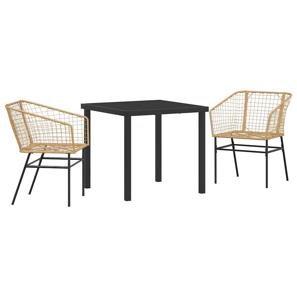 Set da Pranzo per Giardino 3 pcs Marrone polyrattan - immagine 2