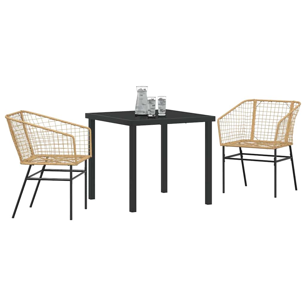 Set da Pranzo per Giardino 3 pcs Marrone polyrattan - immagine 3