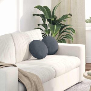 Cuscini per Seduta 2 pcs Grigio scuro Ø 40 x 13 cm Velluto