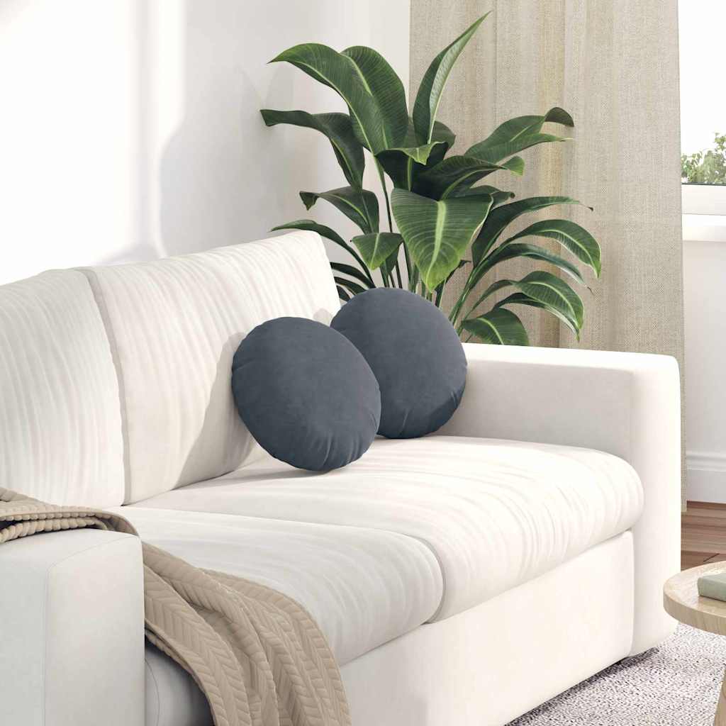 Cuscini per Seduta 2 pcs Grigio scuro Ø 40 x 13 cm Velluto