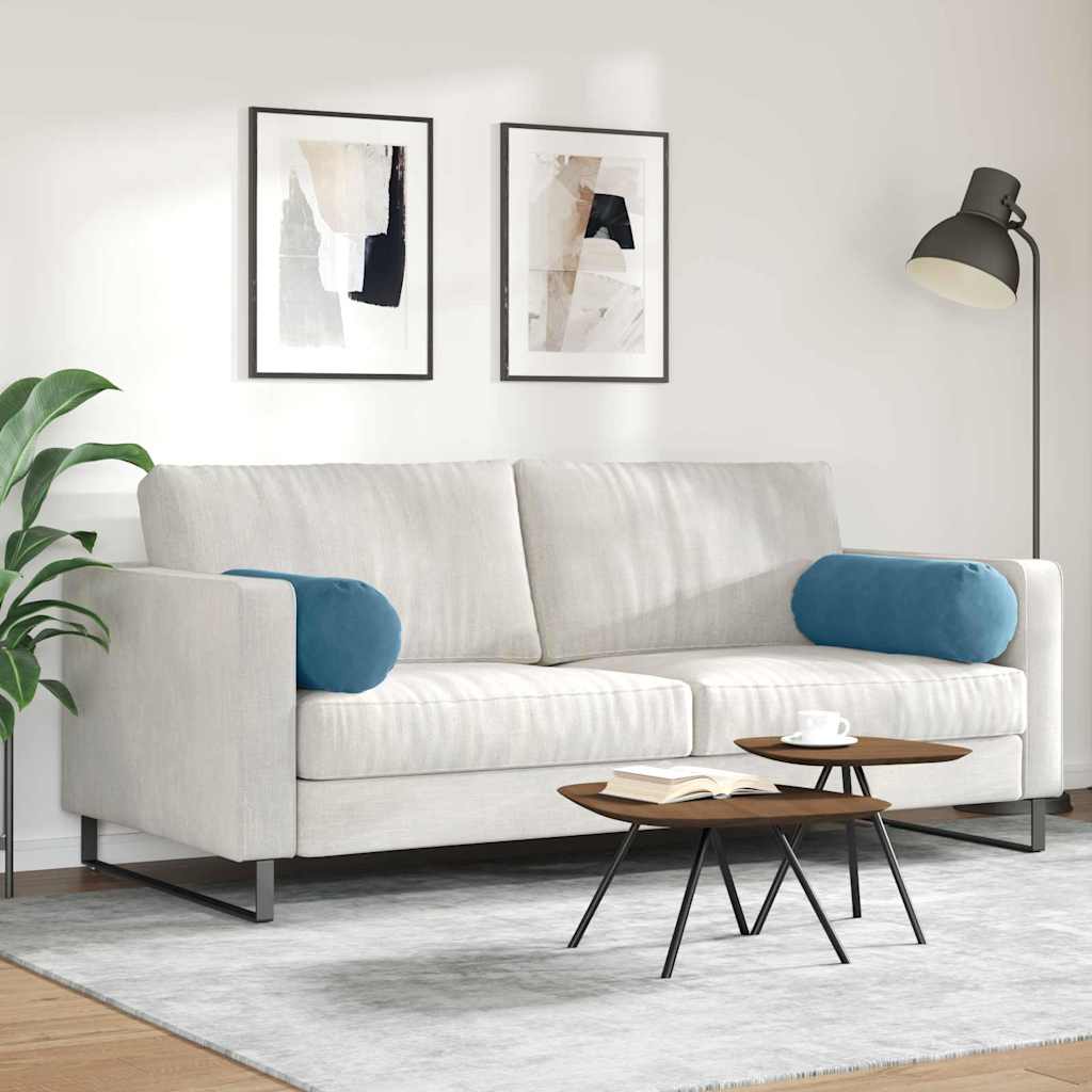 Cuscini a rullo 2 pcs Blu Ø 25 x 70 cm Tessuto in Cords - immagine 4