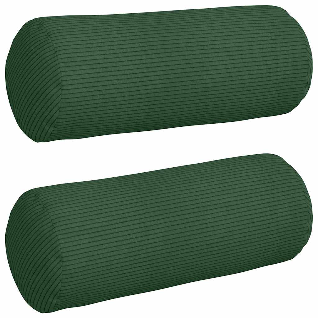 Cuscini a rullo 2 pcs Verde Scuro Ø 15 x 40 cm Tessuto in Cords - immagine 2
