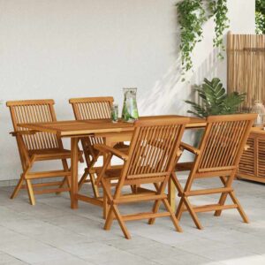 Set da Pranzo da Giardino 5 pz in Legno Massello di Teak