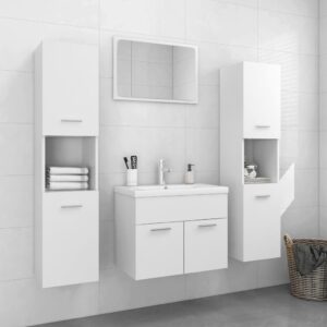 Set Mobili da Bagno Bianco in Legno Multistrato