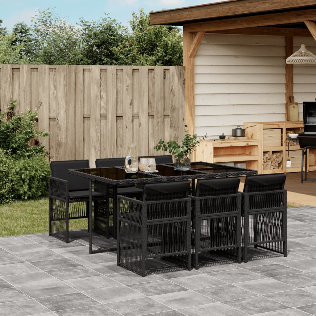 Set Pranzo da Giardino 5pz con Cuscini Grigio Chiaro Polyrattan