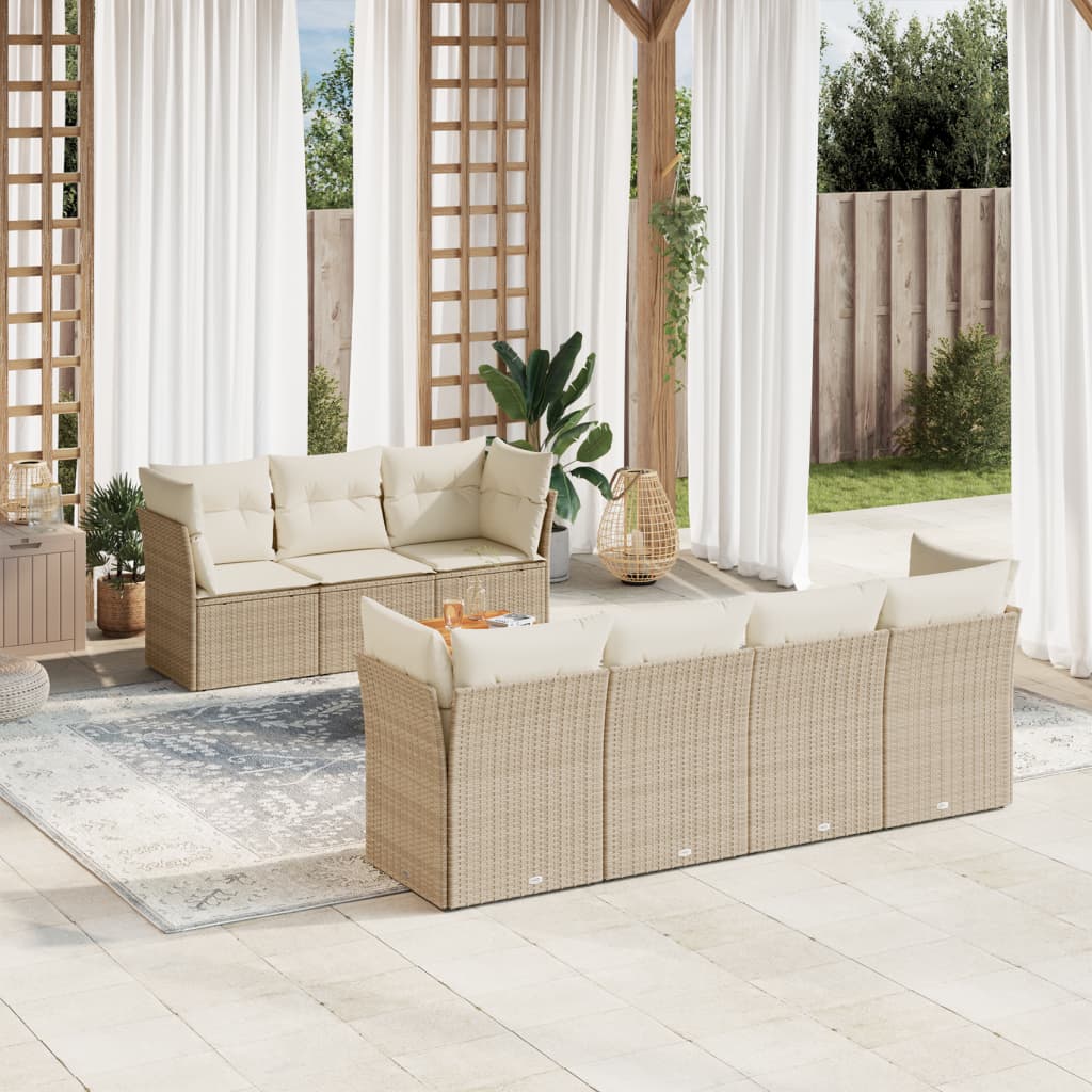 Set Divani da Giardino con Cuscini 8 pz Nero in Polyrattan